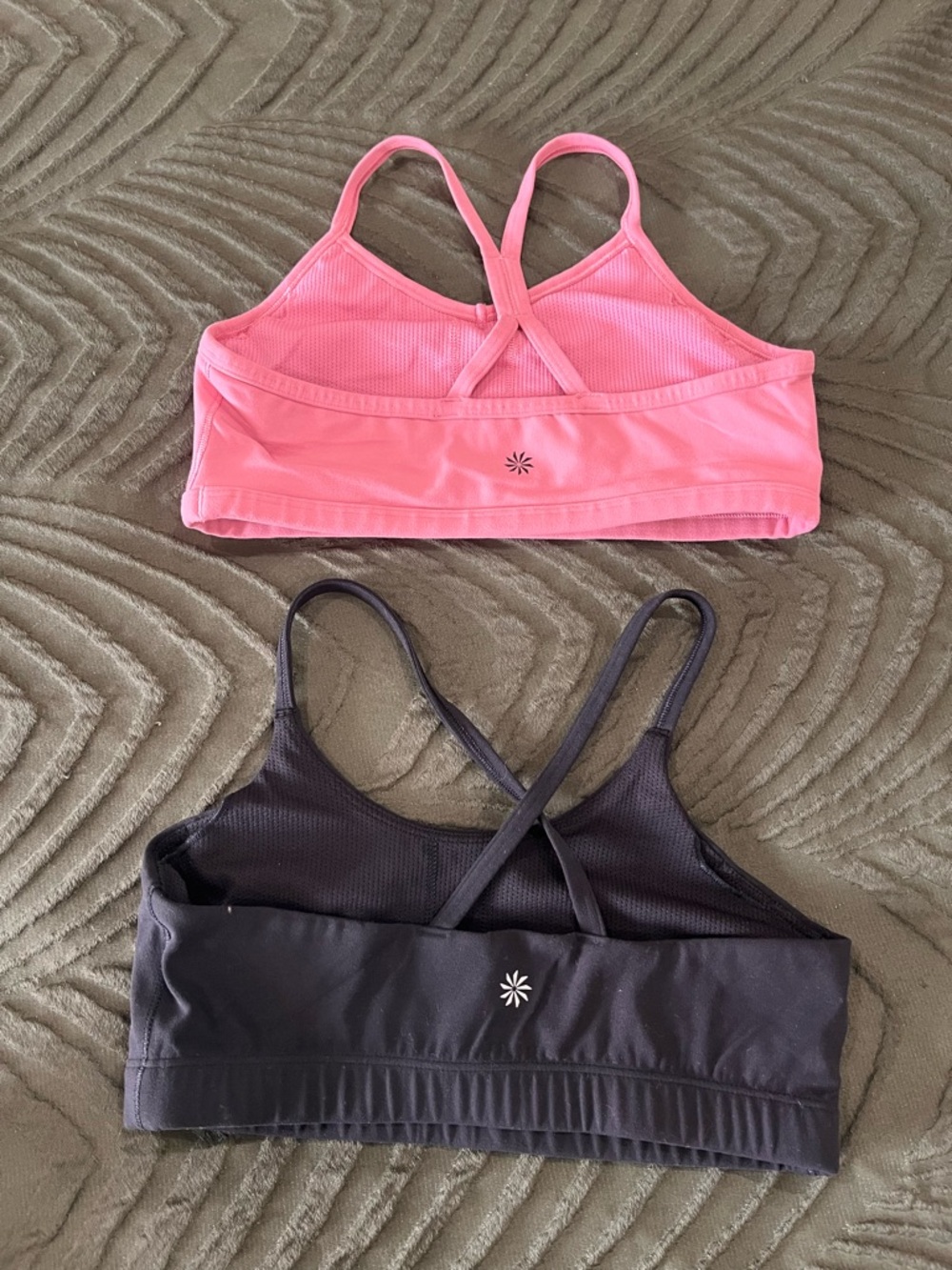 Athleta Pink & Black Cross-Back Sports Bras Set